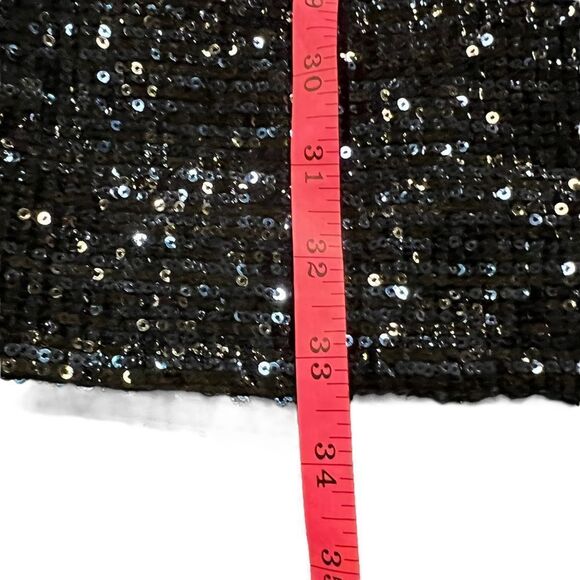 Maje Ketsia Midnight Blue Sequin Mini Dress Bow Waist Velvet Trim Party Cocktail - Picture 7 of 10